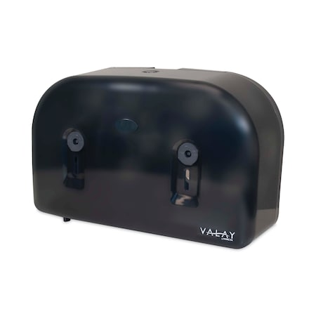 Morcon Valay Plastic Mini Jumbo Bath Tissue Dispenser, Two Rolls, 9.75 x 15.87 x 5.25, Black VT1003